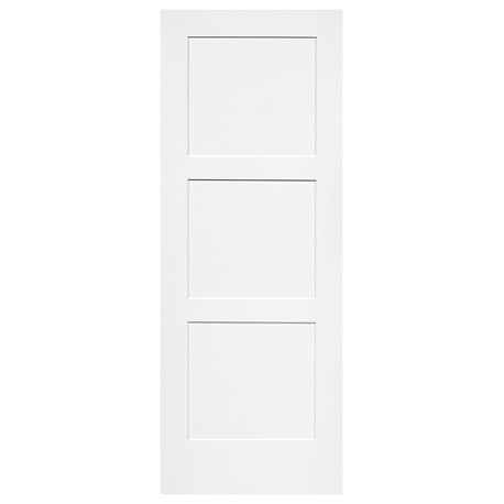 3-Panel Kimberly Bay Door, Interior Slab Shaker, White, 80"x32"x1.375"