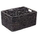 Villacera - Villacera Rectangle Twisted Wicker Baskets Water Hyacinth Nesting Set Black - Villacera's handmade rectangle nesting baskets are designed to organize and declutter your house or apartment.  Made of the strongest seagrass, water hyacinth, these baskets are handmade with a tight wicker weave.  As with all of our products, they are designed for sturdiness, style, and longevity.  The integrated handles allow you to move them around with ease.  Whether you use these in the laundry room, living room, or in a garage, their generous sizes will organize just about anything you want to keep around. Product Details: Large Basket Measures: 16 L x 12 W x 8 H.  Medium Basket Measures: 14 L x 10 W x 7 H.  Material: Water Hyacinth. Color: Black. Care: Vacuum regularly to remove dust. Occasionally clean with a diluted solution of Oil Soap and water to remove any grime from crevices and maintain natural luster.