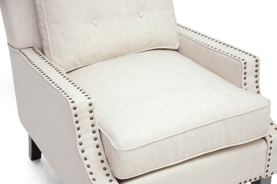 Baxton Studio Norwich Beige Linen Modern Lounge Chair