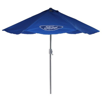9' Blue Ford Outdoor Umbrella With Hand Crank and Tilt Officially Licensed