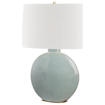 Hudson Valley Kimball 1-Light Table Lamp L1840-AGB/GRY, Aged Brass/Gray