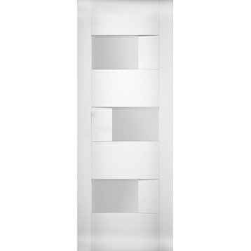 Slab Door Panel Opaque Glass / Sete 6933 White Silk / Finished Doors, 30" X 80"