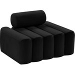 Meridian Furniture - Melody Velvet Upholstered Chair, Black, Chair - Give a nod to mod when you bring home this sleek Melody velvet chair. Designed to integrate easily with the sofa and loveseat in the same collection, this Melody chair is upholstered in soft velvet for a look that's chic and elegant yet edgy and up-to-the-minute. The deepest of channel tufting forms a textural delight on the body of this piece, giving it a look that's one part functional seat, one part art.