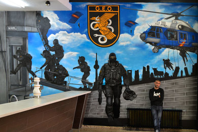 mural interior para bar de los G.E.O