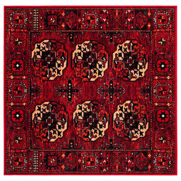 Safavieh Vintage Hamadan Collection VTH212 Rug, Red/Multi, 6'7" Square