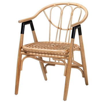 Baxton Studio Cyntia Modern Bohemian Natural Brown Rattan Dining Chair