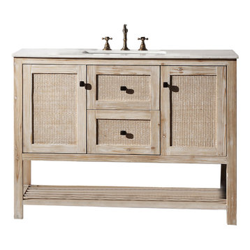 Solid Wood Sink Vanity With Marble Top, 48"