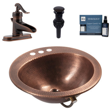 Bell Copper 19" Oval Drop-In Bath Sink with Ashfield Faucet Kit