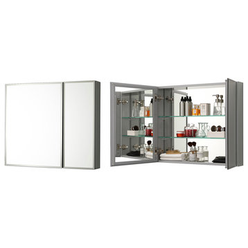 Aluminum Bathroom Medicine Cabinet, Recess Or Surface Mount, 25"x26"