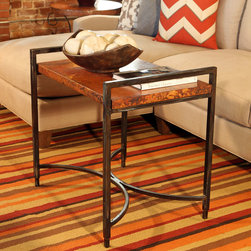Rectangular Iron Tray Table with Hammered Copper Top by Prima - Side Tables And End Tables
