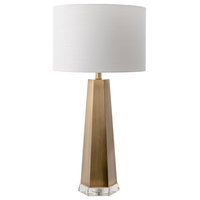 Nuloom 30" Ombre Metal Obelisk Linen Shade Brass Table Lamp
