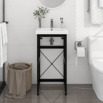vidaXL Bathroom Washbasin Frame Console Sink Wash Stand Furniture Black Iron