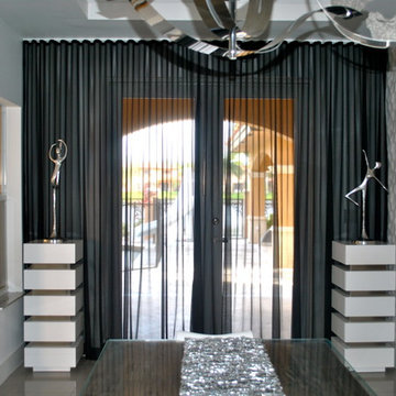 Beatriz Miami Lakes - Ripple Fold Black + Silver Sheer Drapes