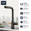 Grohe 30 271 Essence 1.75 GPM 1 Hole Pull Out Kitchen Faucet - Hard Graphite