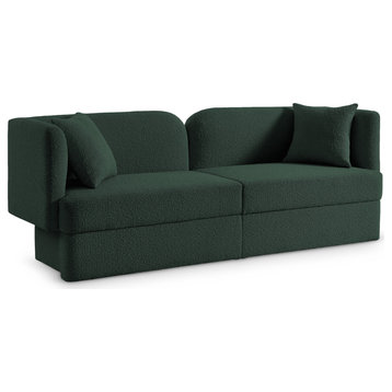 Marcel Boucle Fabric Upholstered Sofa, Green