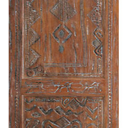 African Style Hand Carved Mahogany Single Door - Front Doors
