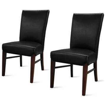 New Pacific Direct Milton 19.5" Bonded Leather Dining Chair in Black (Set of 2)