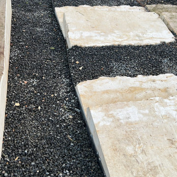 Stone Natural xeriscaped steps on sideyards.