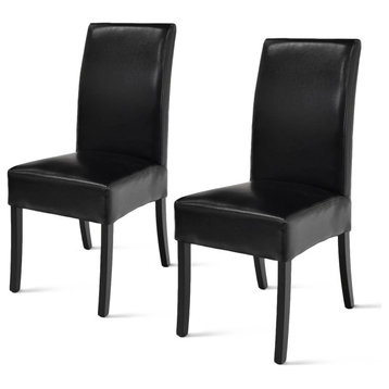 Valencia Bicast Leather Chair,Set of 2 - Black