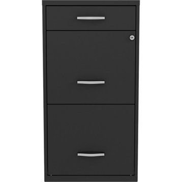 UrbanPro 18" 3-Drawer Modern Metal Organizer File Cabinet in Black