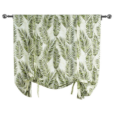 Kupala Eternal Green Printed Cotton Tie-Up Window Shade Single Panel, 46W x 63L