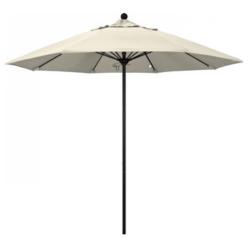9' Patio Umbrella Black Pole Fiberglass Rib Push Lift Olefin, Antique Beige