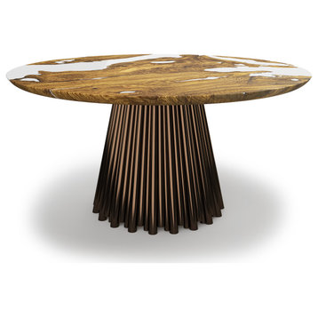 Grazia Olive Round Dining Table, Bronze Base, 2 Seater
