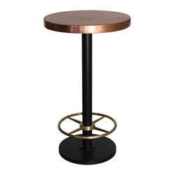 Bistro Brass or Copper Top Bar Table (Round) - Indoor Pub And Bistro Tables