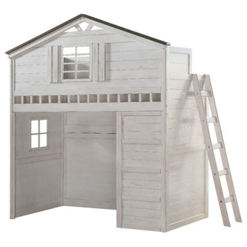 Acme Tree House Loft Bed Twin Size Weathered White and Washed Gray
