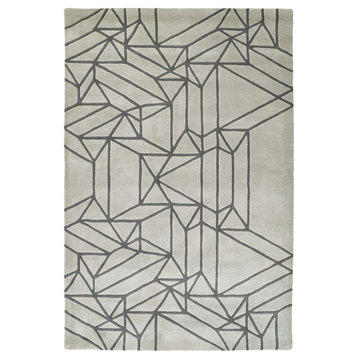 Kaleen Hand-Tufted Origami Wool Rug, Mint, 8'x10'