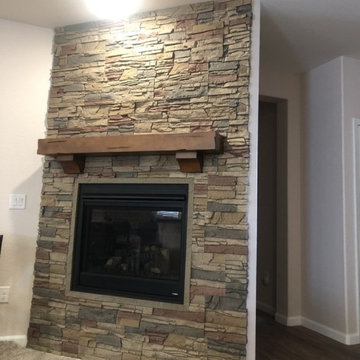 Design Ideas for a Fireplace Wall with Desert Sunrise Stacked Stone