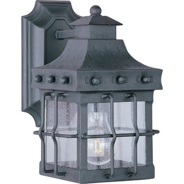 Nantucket 1-Light Outdoor Wall Lantern, Country Forge, Seedy Glass