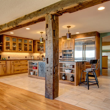 Custom kitchen with post and beams