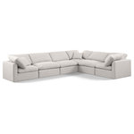 Meridian Furniture - Indulge Upholstered Modular L-Shaped Sectional, Cream, 6-Piece: 3 Armless Chair, 3 Corner Chair, Down Stuffed Linen Textured Fabric - Experience ultimate comfort and style with our cream linen textured fabric Indulge Sectional. The luxurious linen texture of the fabric will elevate the aesthetic of any room. This sofa provides ample space for you to relax while its modular build offers the option of unlimited configurations. Whether you're looking to add a stylish element to your living room or a comfortable seating option to your bedroom, this sofa is the perfect choice.