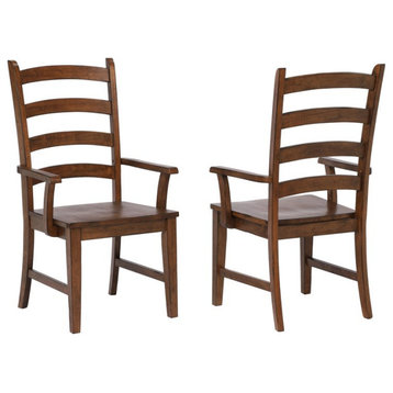 Sunset Trading Simply Brook 18" Ladder Dining Armchairs Amish Brown (Set of 2)