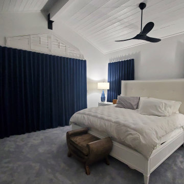 Coastal Master Suite Custom Window Treatments