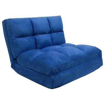 Loungie Micro-Suede Convertible Flip Chair/Sleeper Dorm Couch Lounger, Blue