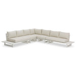 Meridian Furniture - Maldives Cream Water Resistant Fabric Outdoor Patio Modular Sectional - Create your own custom contemporary look on the deck or porch with the addition of this Maldives outdoor patio armless chair. Part of a large collection that lets you mix and match modular pieces to get the look you crave most. This modular sectional has cream water resistant fabric with a base made from white aluminum, so it's sturdy, tough, and ready to face the elements with impeccable beauty, season in and season out. Shop the contemporary pieces in this collection to create the outdoor entertaining area of your dreams.