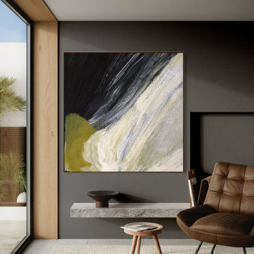 Modern Neutral Living Room with Large Abstract Wall Art