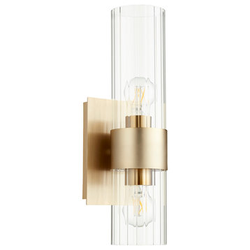 Quorum 5826-2-80 Two Light Wall Mount, Aged Brass Finish