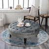 Textured Velvet Round Coffee Table, Peat, 34''x34''x17''