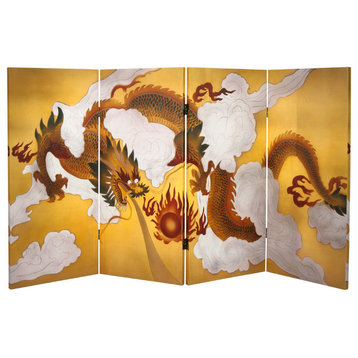 3' Tall Double Sided Dragon in the Sky Canvas Room Divider