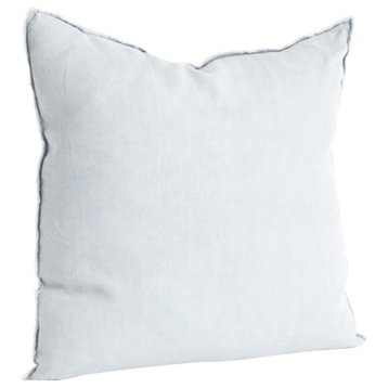 Fringed Design Down FIlled Linen 20" Throw Pillow, Blue-Grey