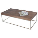 Pangea Home - Floyd Coffee Table, Walnut - Cool and sleek coffee table with High Polished Metal Frame Legs,