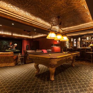 Home theater - victorian home theater idea in New York