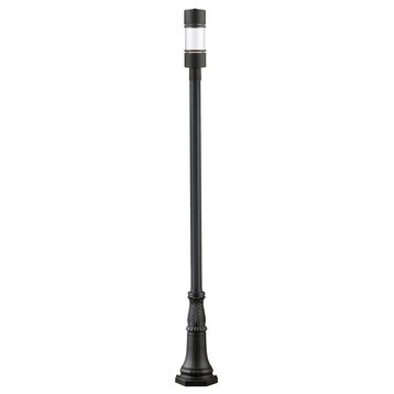 Luminata 1-Light Outdoor Post Light, Black With Clear Glass 518P Mount