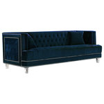 Meridian Furniture USA - Lucas Velvet Upholstered Sofa, Navy - The Lucas Collection by Meridian Furniture. Features beautifully tufted velvet upholstery with a custom nail head design and clear acrylic legs. This collection is guaranteed to be the highlight of any home.