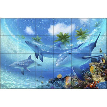 Tile Mural Bathroom Backsplash - Save Our Ocean-CRL - by Christian Riese Lassen