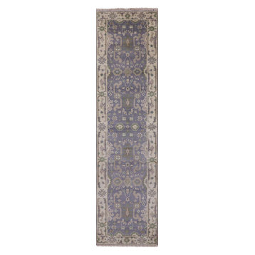 Oushak Hand Knotted Wool Runner Rug 3'x10', Q1274