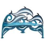 Cricket Forge - Dolphin Bench - This elegantly flowing Dolphin Bench comes from the artists of Cricket Forge at their foundry in Durham, North Carolina. A pod of the beloved and intelligent marine mammals is captured in organic liquid lines to enhance your favorite yard or garden spot in gorgeous and artistic marine style. Handmade in the USA in strong 1/4" steel, each bench is painstakingly finished with a lovely weatherproof epoxy that is easy to maintain and resists oxidation, ensuring a lifetime of beauty and comfort. Benches are shipped on a pallet via common carrier.